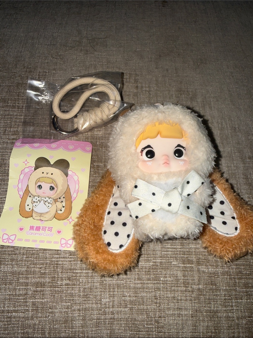 Nommi Caramel Plush Bunny sweetheart & Brown keychain pendant